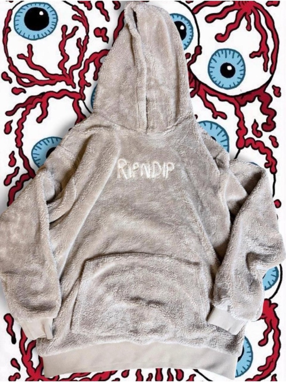 Ripndip Plush Kids Hoodie in Light Taupe